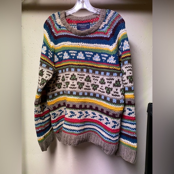 American Eagle Outfitters | Handknit Sweater Nordic Fair Isle Wool Chunky L - Picture 1 of 4